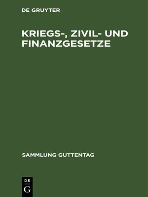 cover image of Kriegs-, Zivil- und Finanzgesetze